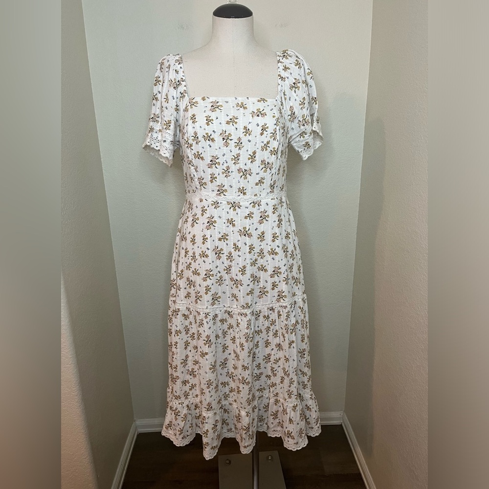 Floral White Midi Dress